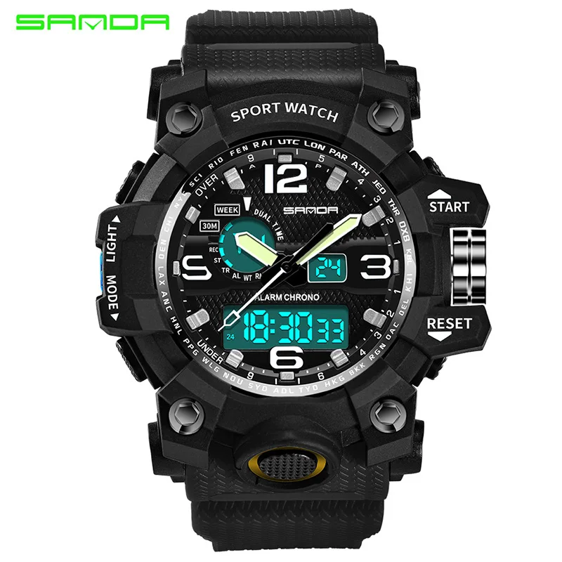 Men Sports Outdoor Waterproof Date Multi Function LED Digital Alarm Rubber Army Wristwatch Clock Casual Luminous Stopwatch | Электроника