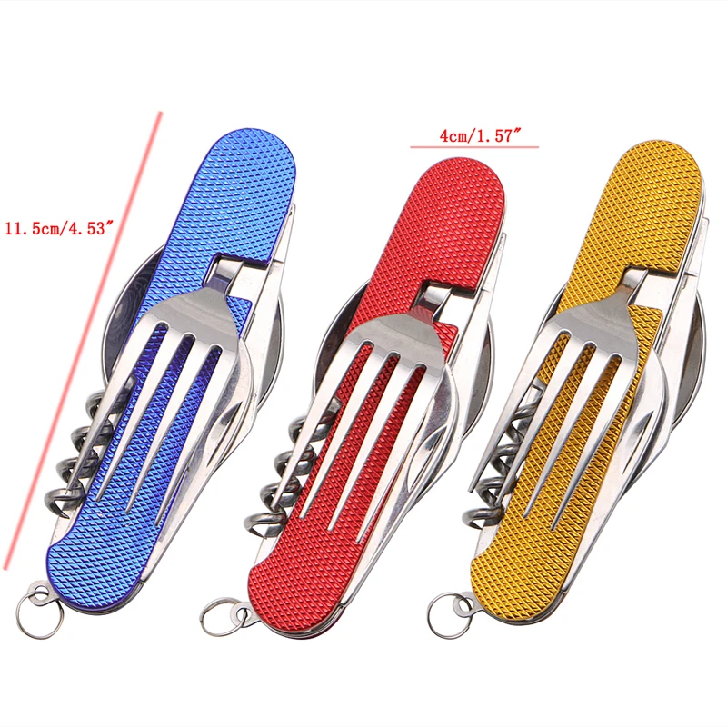 

3 in 1 Folding Stainless Steel Spoon Fork Knife Tableware Multi Tool for Camping