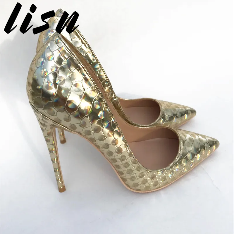 

New Sexy Pointed Toe Pointed Toe Sandals Stilettos Sexy Lady Comfortable Slip On Women Spring Pumps Shoes Women Gold Color
