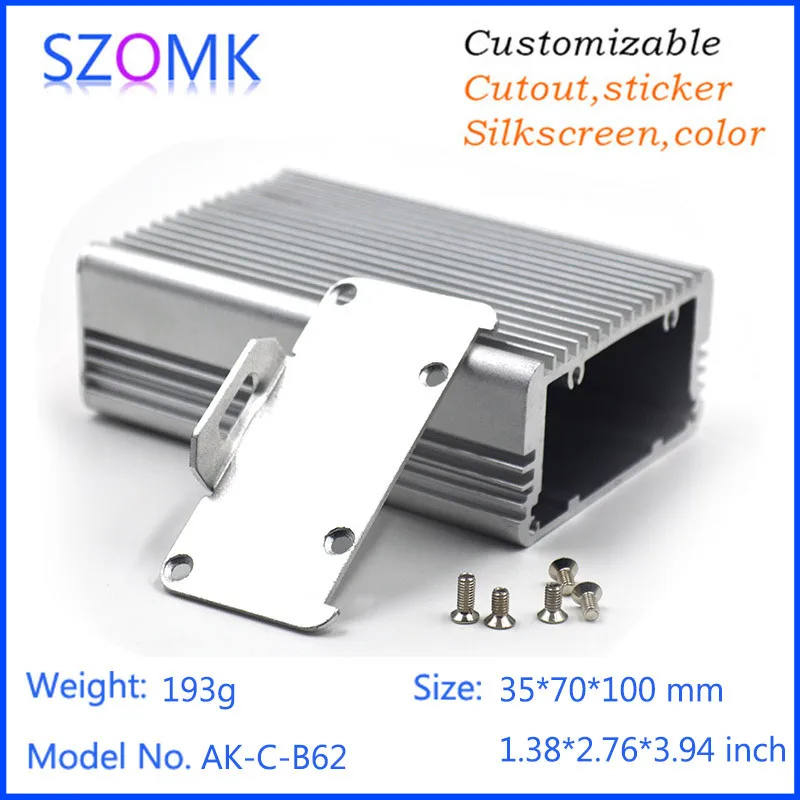 

1 piece, 35*70*100mm szomk aluminum housing box enclosure diy pcb box wall mounting project box diy extruded aluminum case