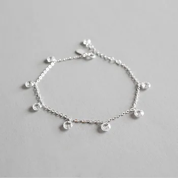 

Women's Authentic 925 Sterling silver Zirconia AAAA+ Crystals Anklet Bracelet Adjust fine Jewelry Women's TLS118