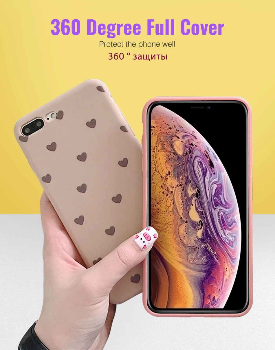 Fashion Sweet Heart Phone Case For iphone XR XS Max Simple Cute Love Heart Soft TPU Case Cover For iPhone XS Max XR 6 7 8 Plus
