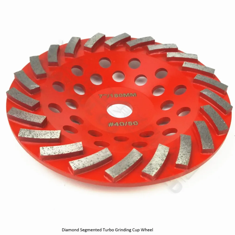 DIATOOL Diameter 180MM Segmented Turbo Diamond Grinding Cup Wheel For Concrete And Masonry Material, 7" Diamond Grinding Discs