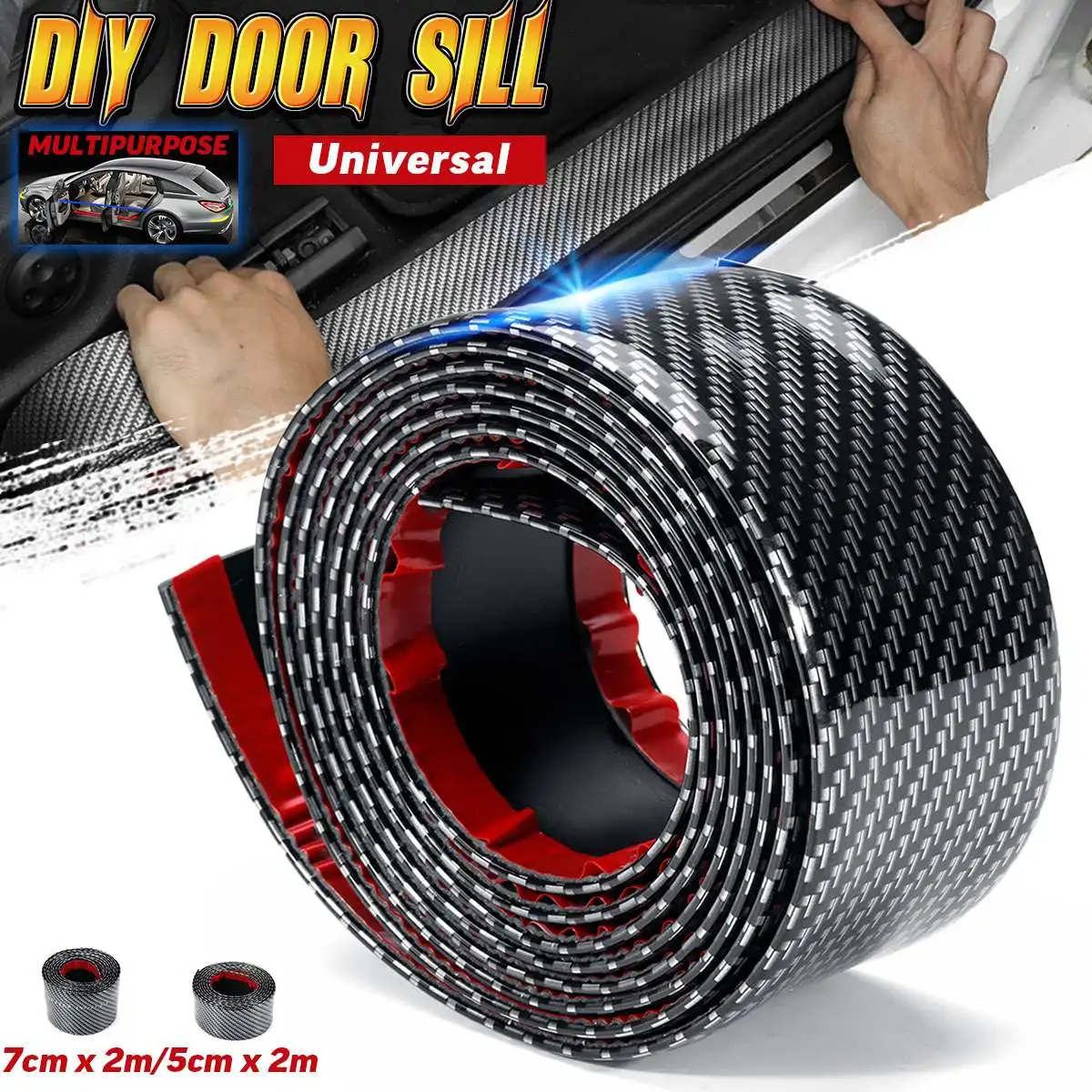 

Universal 3D Car Door Sill Reear Trunk Bumper Strip Protector Sticker Pad Cover Carbon Fiber Rubber Soft 7cmx2m / 5cmx2m