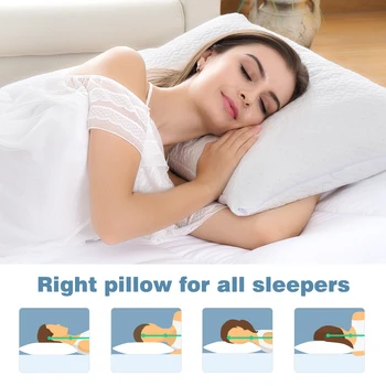 

LANGRIA Bamboo Shredded Memory Foam Pillow Adjustable Thickness Firmness Comfort Breathable Hypoallergenic Washable Pillow Cover