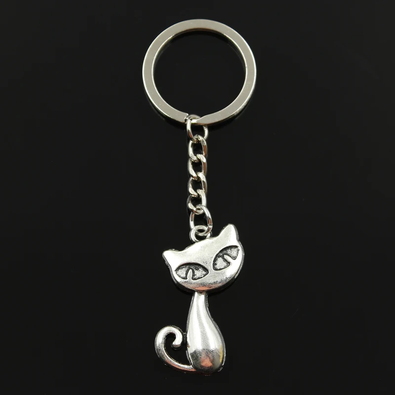 

Fashion 30mm Key Ring Metal Key Chain Keychain Jewelry Antique Silver Bronze Plated cat fox 39x32mm Pendant