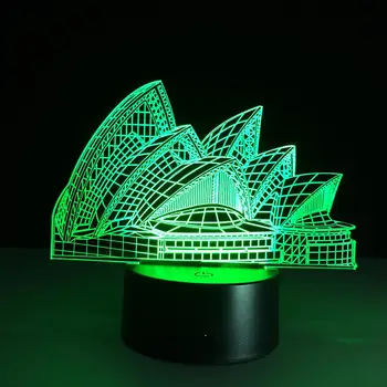 

Colorful LED 3D Vision Night Light Sydney Opera House Image Touchment Control Color 3D Night Lamp Desk Light