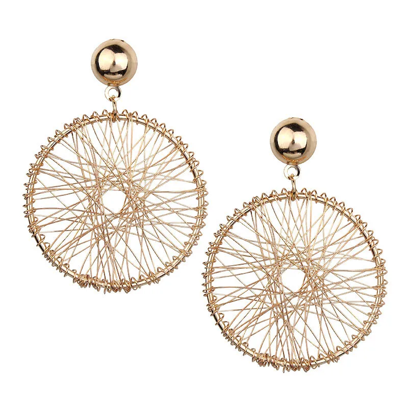 

Minimalist modern women's earrings 2018 gold chain woven earrings big earrings for women jewelry hollow drop earrings A98