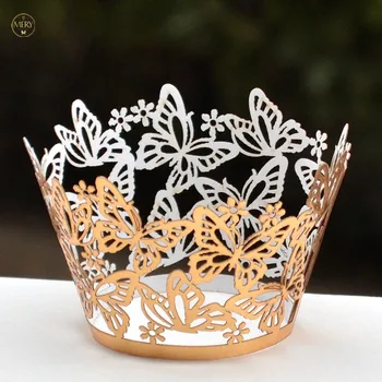 

Butterfly laser cut luxury gold cupcake wrappers from Merycrafts