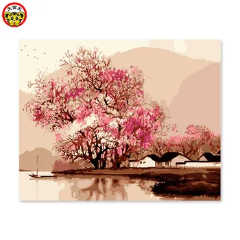 

painting by numbers art paint by number itself handmade DIY decoration drawing room bedroom sofa background hanging picture lake