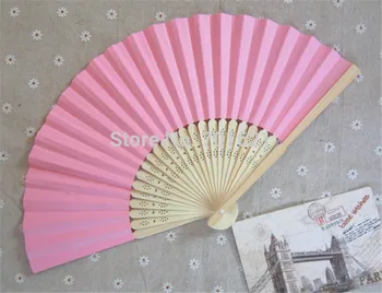 

Free Shipping 10pcs/lot 21cm Pink Color Paper Hand Fan Wedding Party Favor Promotion Gift