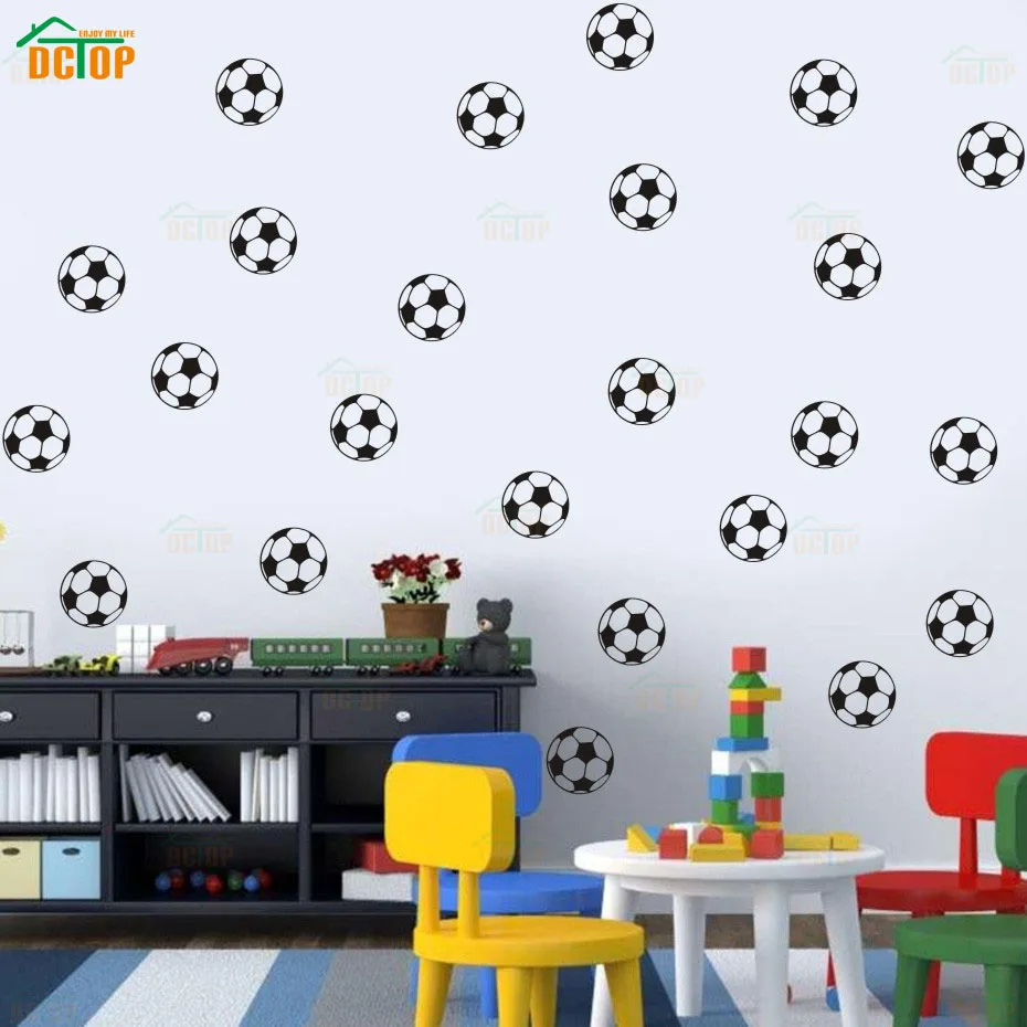 

24Pcs Footballs Soccer Balls Wall Stickers Art Sports Boys Poster Nursery Kids Room for Home Decoration Vinyl DIY Wall Decals