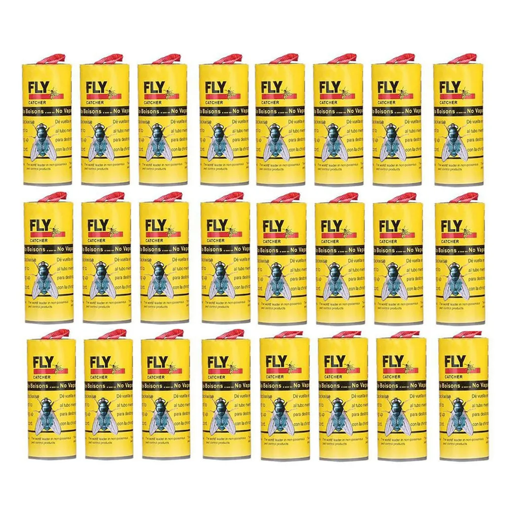 

24Pcs Sticky Fly Paper Eliminate Flies Insect Bug Glue Paper Catcher Trap Ribbon Strip Fies Sticky Sticky insect traps fly trap