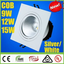 Серебристо-белый корпус удара 9 Вт 12 Вт 15 Вт светодиодный светильники CRI> 88 квадратный с изменяемым углом Светильник Кабинет встраиваемые потолка вниз свет лампы SAA UL