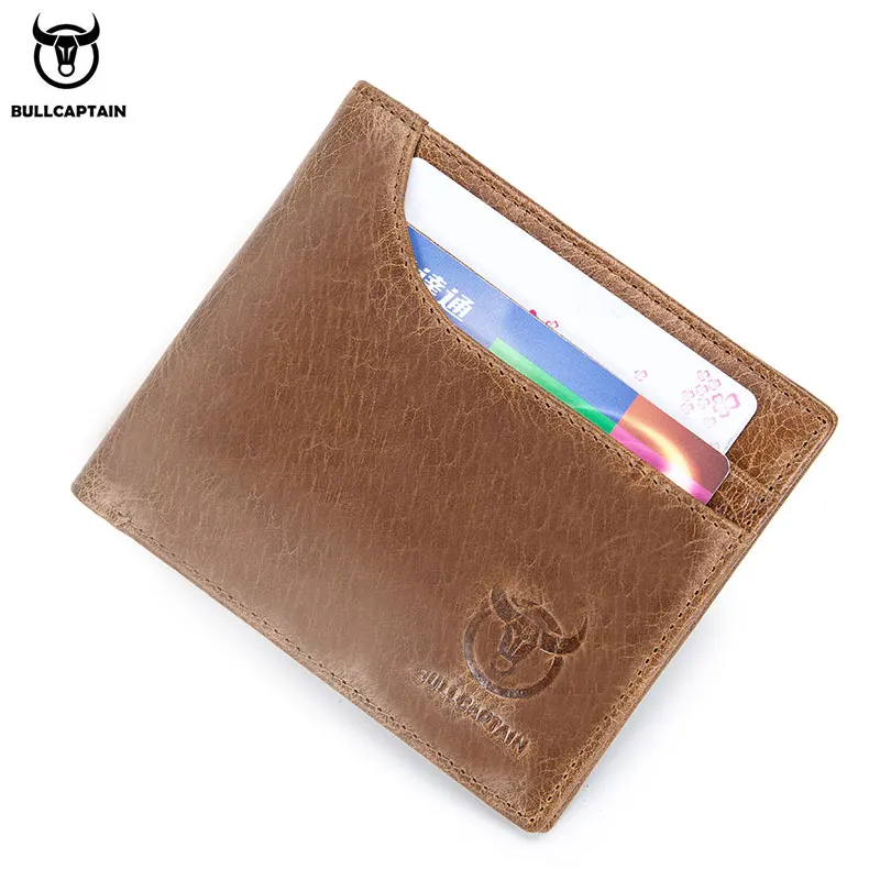 

BULLCAPTAIN 100% Genuine Leather Wallet Fashion Short Bifold Men Wallet Casual Soild Male Wallets With Coin Pocket Purse 023