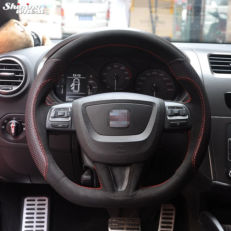 Custom Suede Leather Steering Wheel Cover For Seat Leon 5f