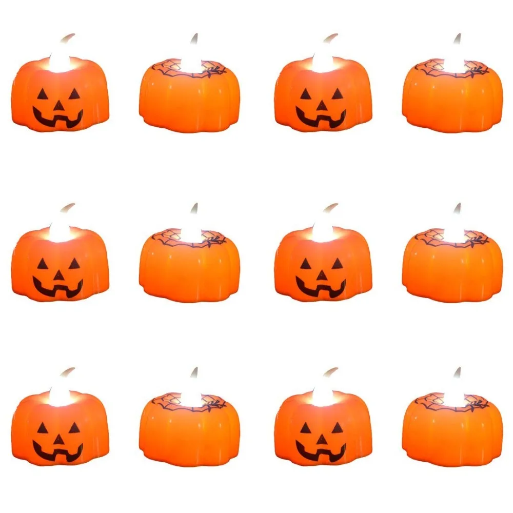 Pack of 12 Flameless Candles Halloween LED Light Battery Operated LED