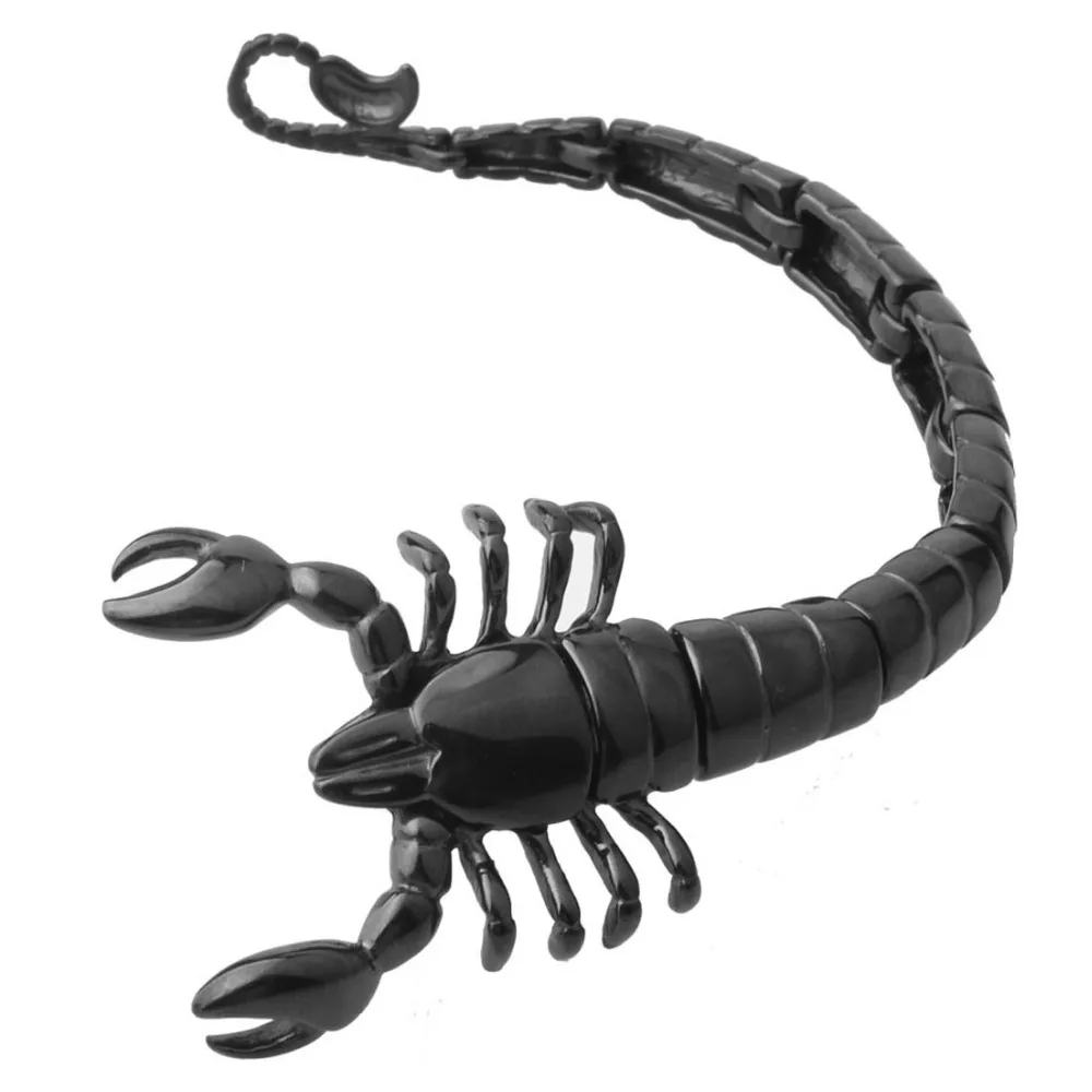 Прохладный ювелирные изделия для мужские черные Цвет 316L Нержавеющая сталь животных браслет-Скорпион браслет
