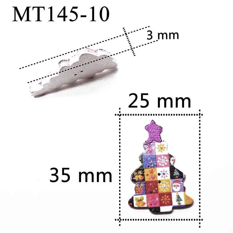 ZIEENE 10 шт-100 шт Смешанные 10 цветов картина елки деревянные пуговицы Рукоделие Шитье Скрапбукинг для детей ручной работы 35x25 мм - Цвет: MT145-10
