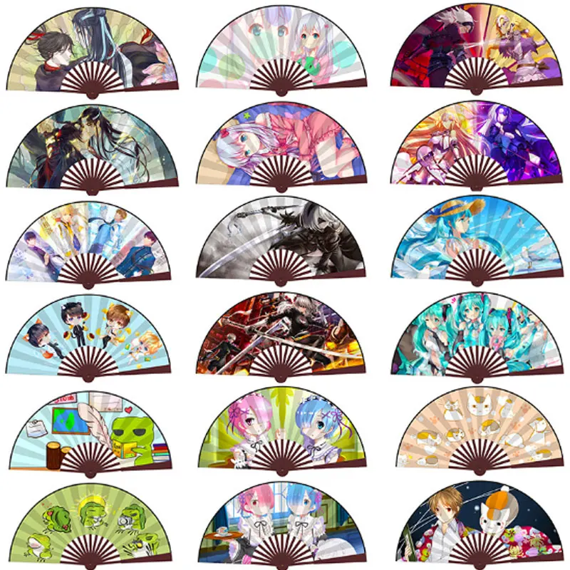 

10 inch silk Anime folding fan bamboo fan bone and producers of the national characteristics of the anime folding fan decoration