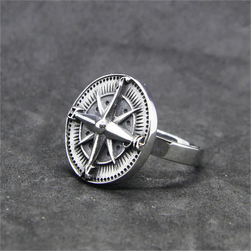 

Rany&Roy Newest Cool Compass Ring 316L Stainless Steel Jewelry Fashion Biker Style Compass Ring