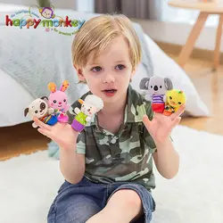 Happy monkey детские игрушки Пальчиковый кукольный набор мягкий милый плюшевый чучела кукла животные 5 шт. Обучающие Развивающие игрушки для