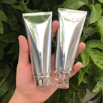 

30pcs 100g Empty Hand Cream Hose Silver Plastic Tube, Superior Grade BB Cream Soft Container