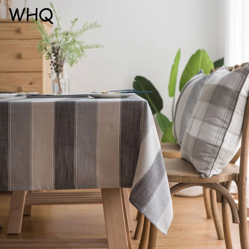 Striped Table Cloth Cover Waterproof Polyester Modern Tablecloth Yellow Grey Home Decor Coffee Table Furniture Dustproof Cover