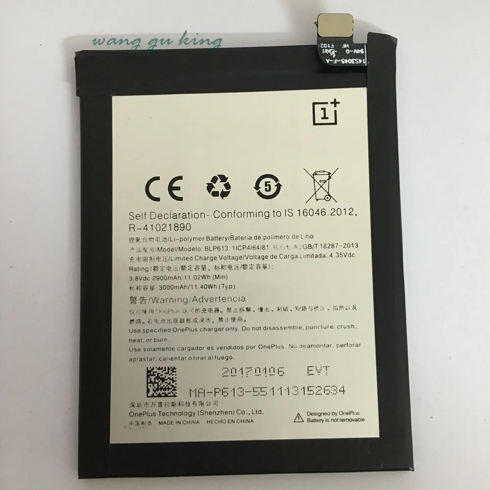 

100% original BLP613 3000mAh Replacement battery For OnePlus 3 One Plus 3 Three
