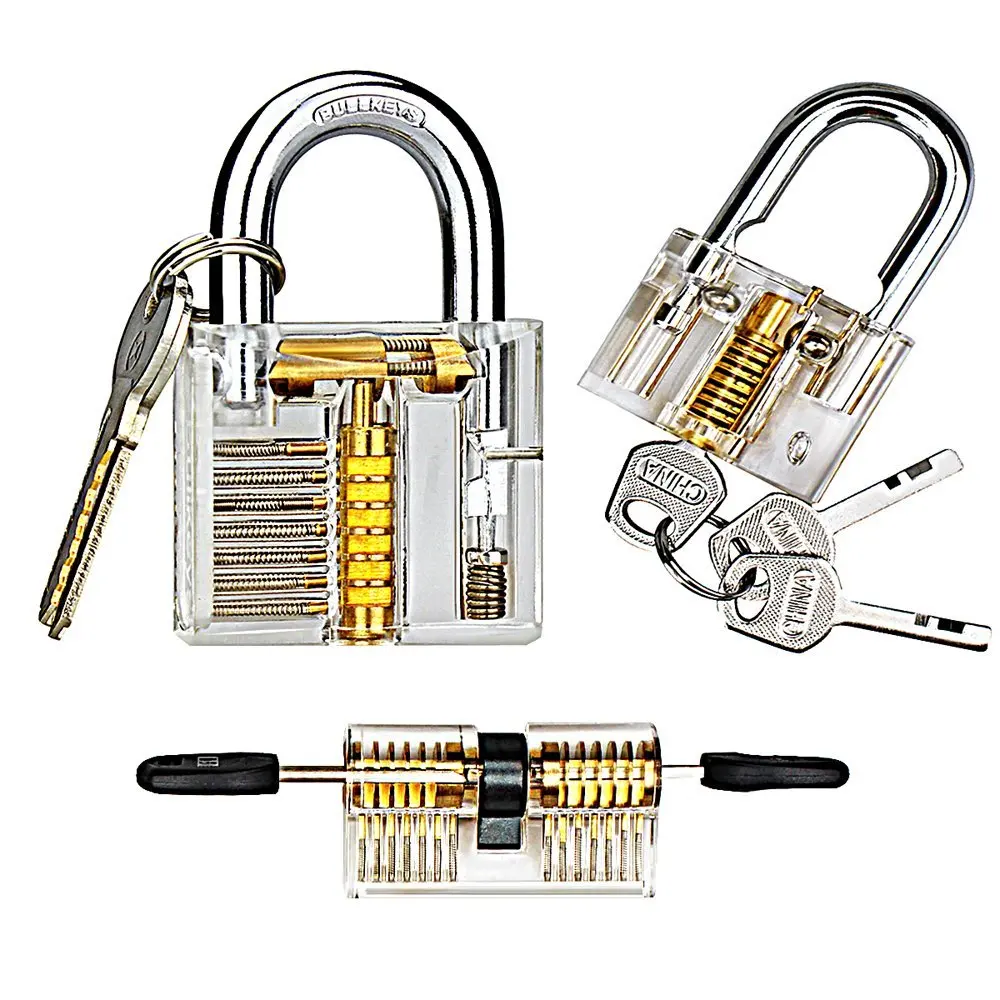 Free Shipping Practice Lock Set Transparent Cutaway Crystal Pin