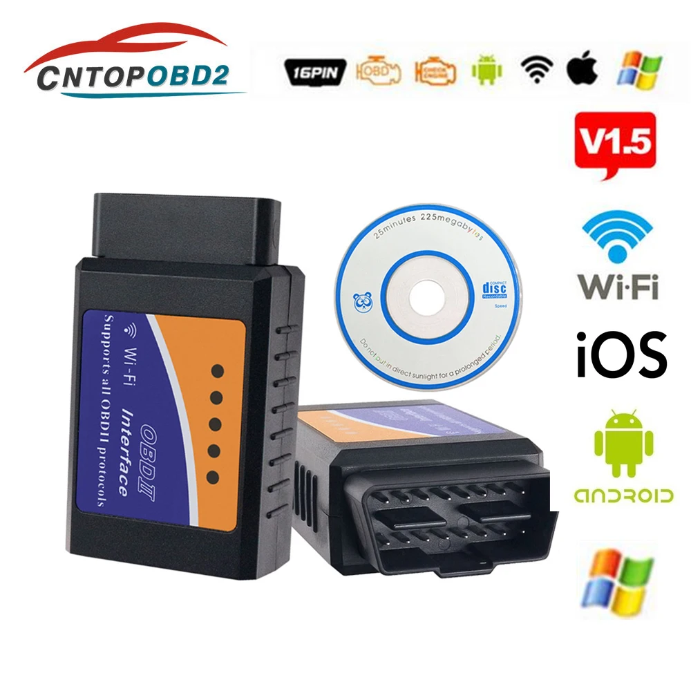 

Classic Super Mini ELM 327 V1.5 WIFI OBD2 Diagnostic Tool Bluetooth ELM327 1.5 OBDII Scanner For IOS Android Windows