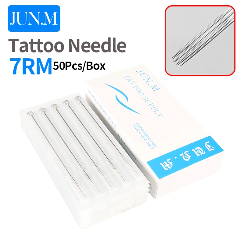 Box Of 50PCS 7RM Curved Round Magnum Sterile Disposable Tattoo Needles