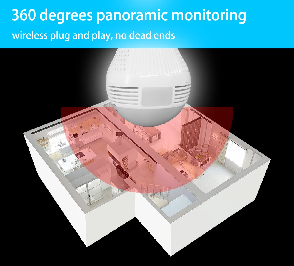 Ламповый светильник, беспроводная IP VR камера, рыбий глаз, 960 P/1080 P/3MP, 360 градусов, 3D, детский монитор, Домашняя безопасность, WiFi камера, панорамная