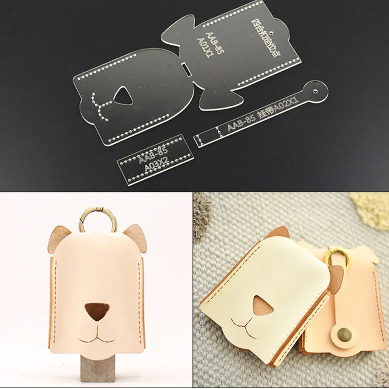 

Acrylic Stencil 1Set Wallet Leather Template Model Handwork Leather Craft Sewing Pattern Tools Key Case Purse DIY
