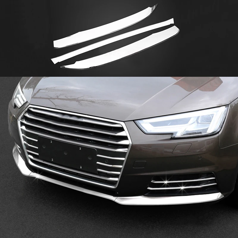 

3x Stainless Front Lower Grill Grille Molding Guard Cover Trim For Audi A5 2018 & A4 B9 2017-2018