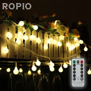 

ROPIO 3M 6M 20 LEDs 40 LEDs Ball Fairy String Light With Remote Controller Outdoor Light For Home Garden Wedding Decoration