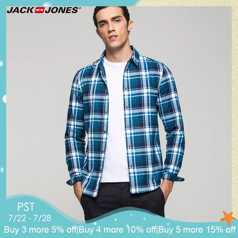 

Jack Jones COTTON 100% fashion casual slim fit version multicolor plaid long sleeve top men shirts| 216405518