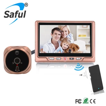 

Saful Digital Video Recording Zinc Alloy Peephole Door Viewer with Multi-languages HD 4.3" LCD Screen Door Peephole Camera