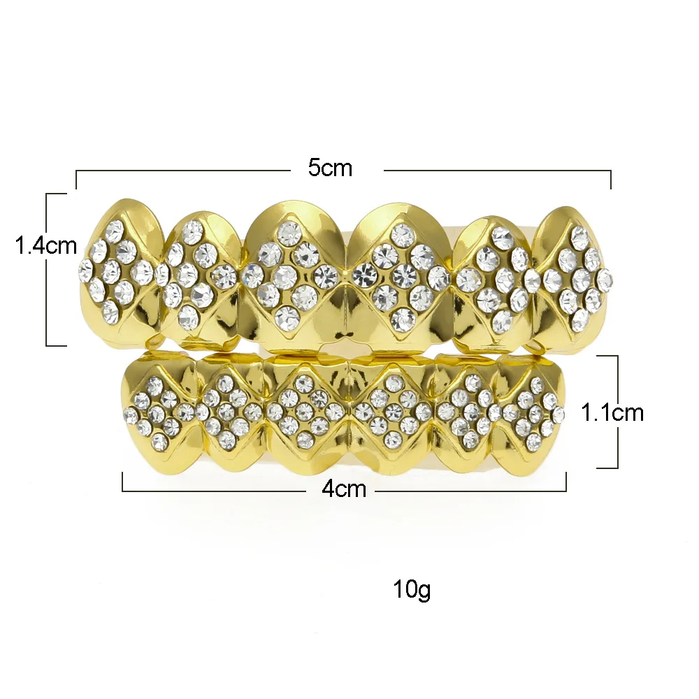 excellent ice out bling bling mens grillz vampire teeth deco set gold tooth grillz cap rapper pcs top bottom hiphop tooth jewelry tsin body jewelry from