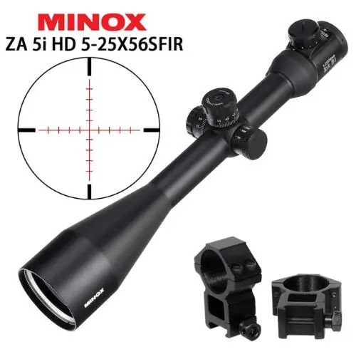 MINOX ZA 5i HD 5-25x56 SFIR охотничьи оптические прицелы с подсветкой Стекло травленая сетка боковая параллакса башенки Блокировка сброса съемки область - Цвет: with Picatinny Rings