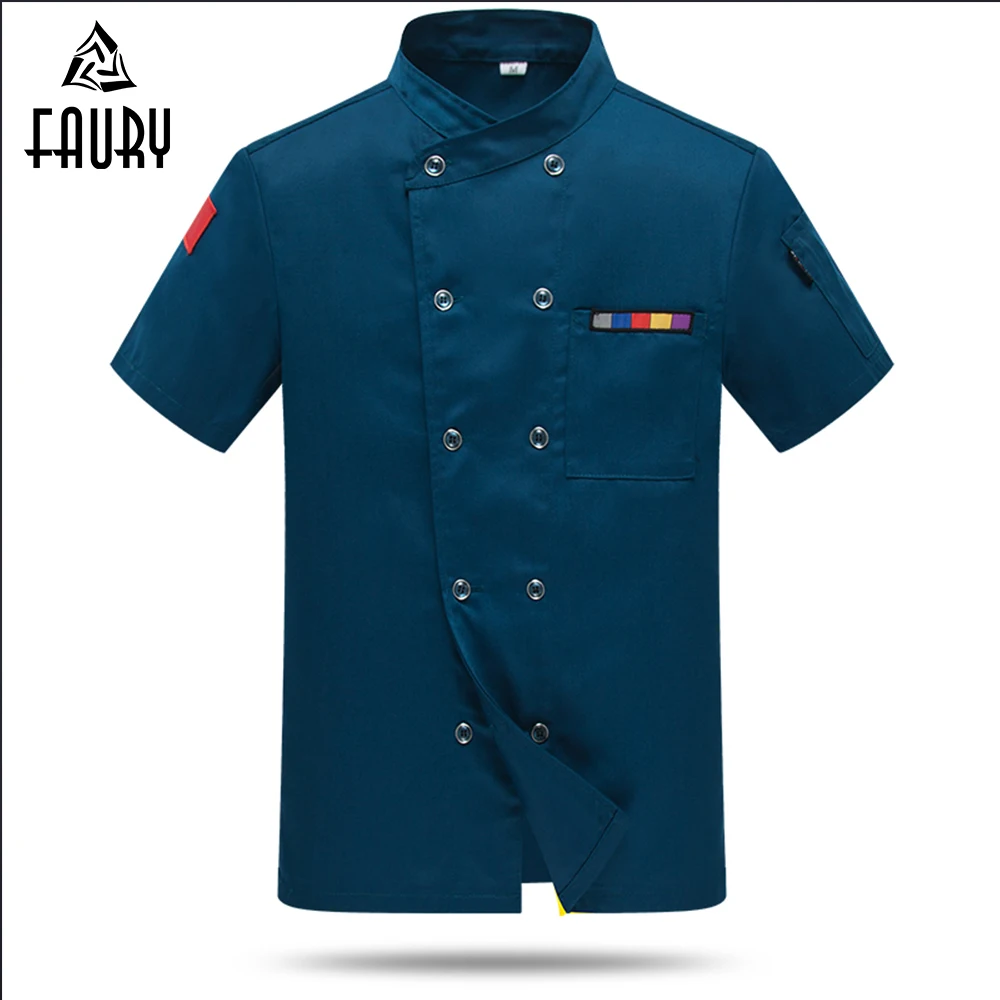 

Chef Uniform Cook Jacket Cleaning Uniform Summer Short Sleeve Barber Food Service Unisex Work Clothes Waiter Waitress Hotel