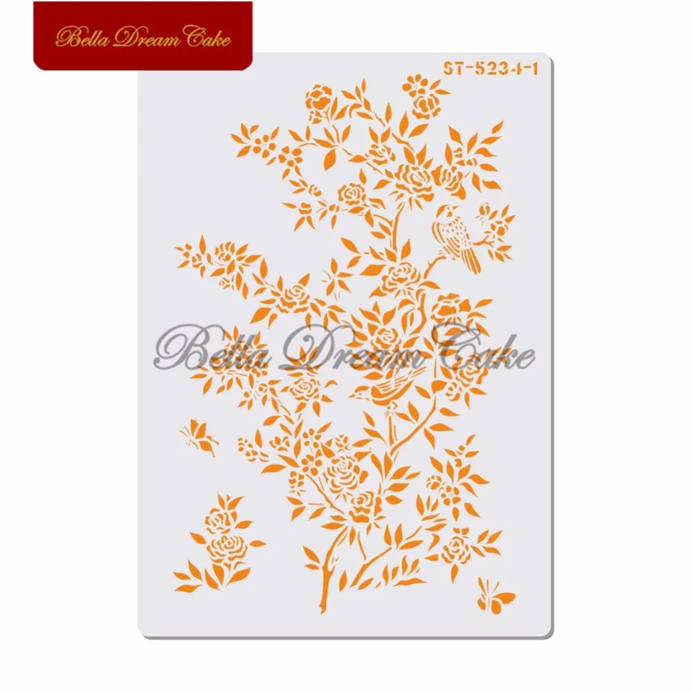 

Peony Flower Design Cake Stencil Layering Plastic Stencils For DIY Scrapbooking Painting Drawing Stencils Template Cake Tool