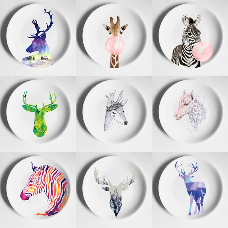 Декоративные керамические настенные подвесные тарелки лось Зебра домашнее