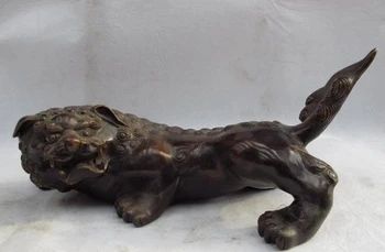 

China Royal bronze Copper Fengshui Evil Kylin Lirin Foo Dog Lion Brave troops