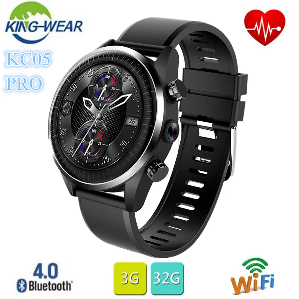 

KingWear KC05 Pro 4G Smart Watch Phone Android 7.1 OS MTK6739 Quad Core 1.25GHz CPU 3GB RAM 32GB ROM GPS Camera Sports Modes