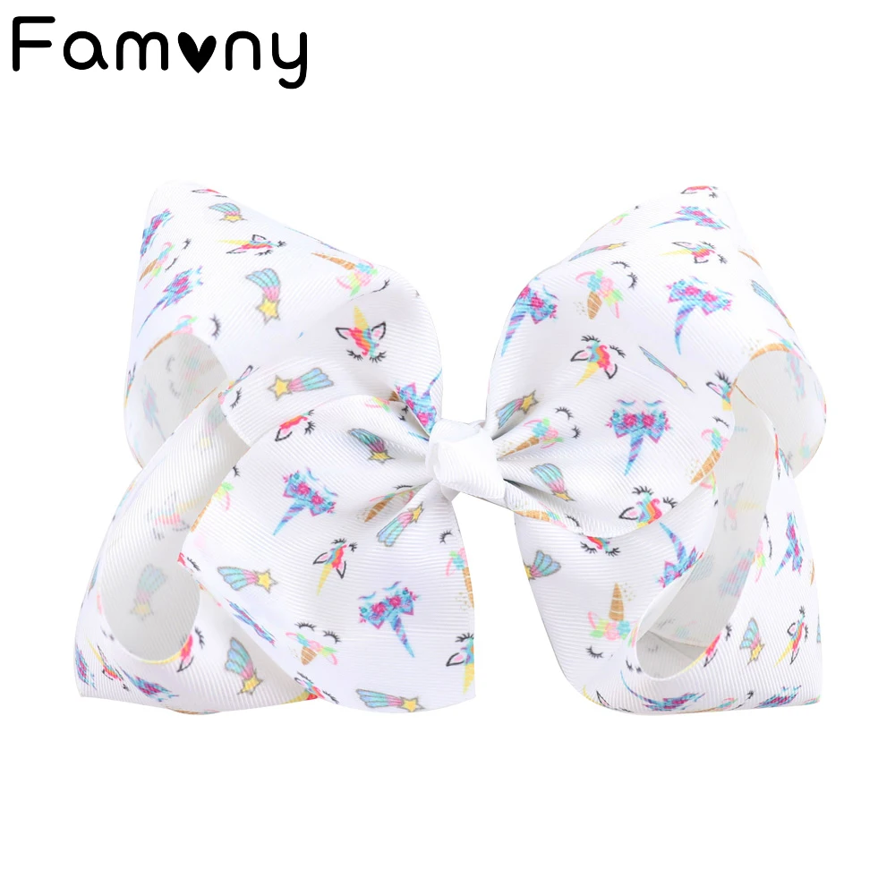 

7" Large Jumbo Bows With Hair Clips For Girls Kids Handmade Boutique Printed Ribbon Hair Bows Hairgrips Hair Accessories