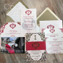 Cocostyles пользовательские старинные красочные печати пригласительные карты с полосой foiling дизайн для свадебной вечеринки invitaitons