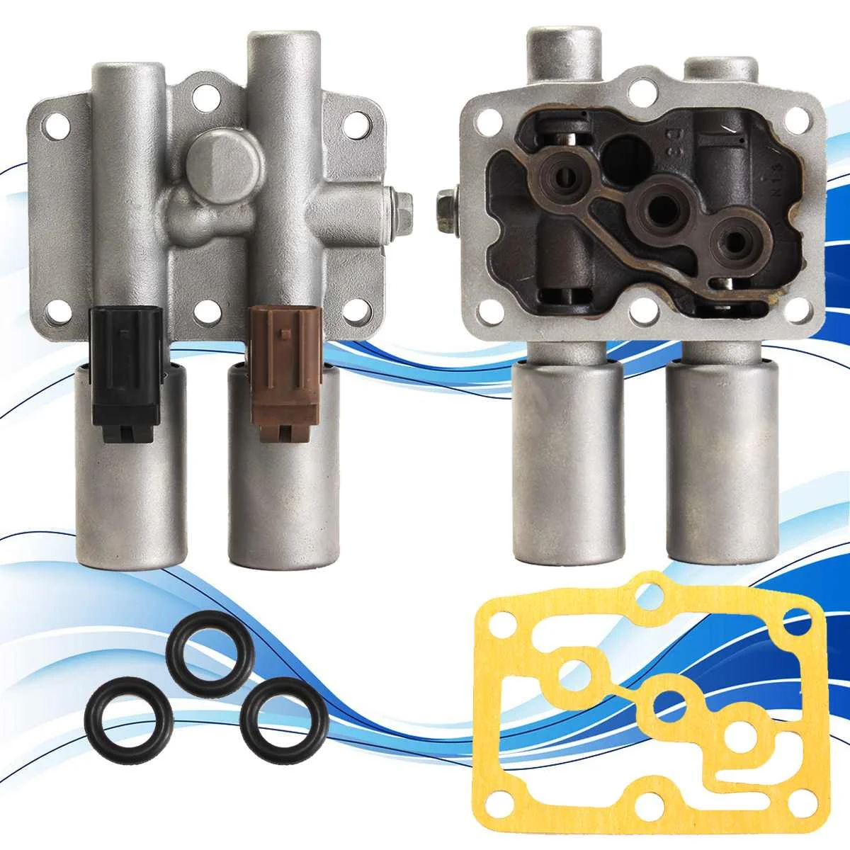 

Transmission Dual Linear Shift Solenoid with Gasket for Honda 1998+ Acu ra Automatic Transmission Drivetrain Replacement Parts