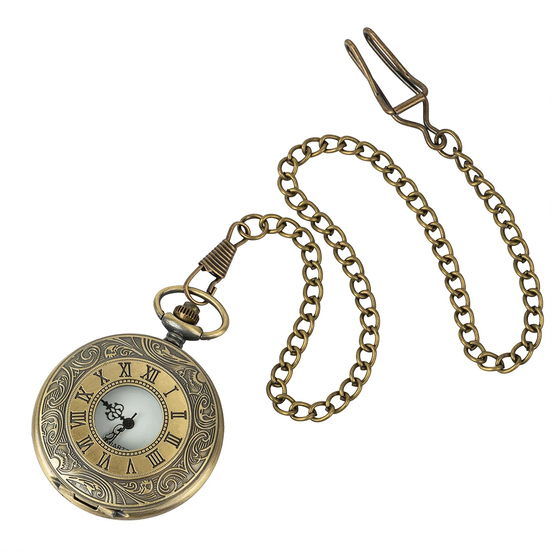 

Roman digital quartz necklace pocket watch vintage bronze steam print punk pocket watch watch chain men's and women's clocks