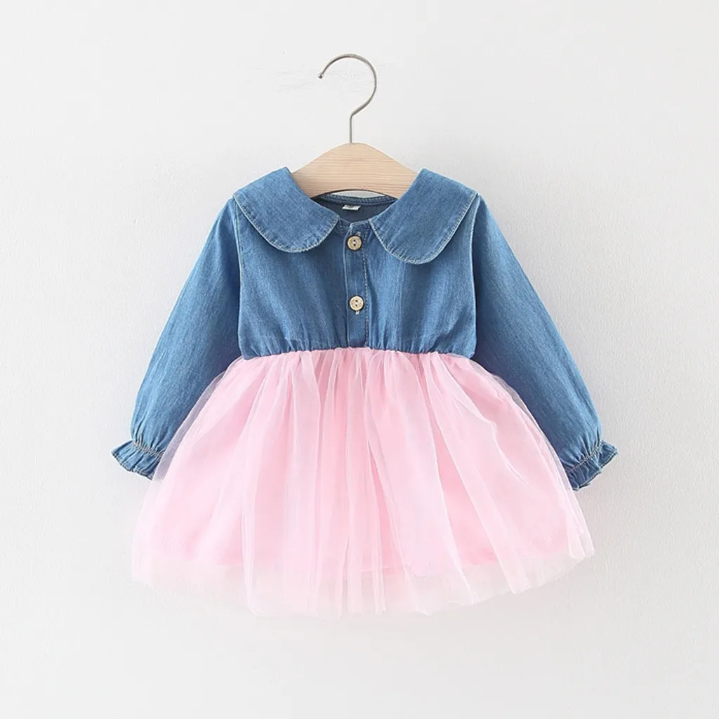 

Girls Dress Toddler Baby Kids Girls Tulle Denim Patchwork Rabbit Ear Dresses Casual Clothes Vestidos Kids Dresses for Girls